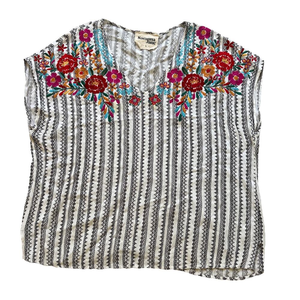 Savanna Jane Allyson dolman top large v neck boho